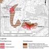 Ausschnitt aus der topographischen Karte L 7520. Farbig hervorgehoben sind die Vorkommen von Naturwerksteinen (braun) sowie Abbaugebiete (rot schraffiert) und Rohstoffbohrungen (rote Punkte) im Gebiet zwischen Pfrondorf und Lustnau.